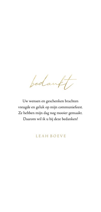 Bedankkaartje simpel met 2 foto's en goudlook | Kaartje2go