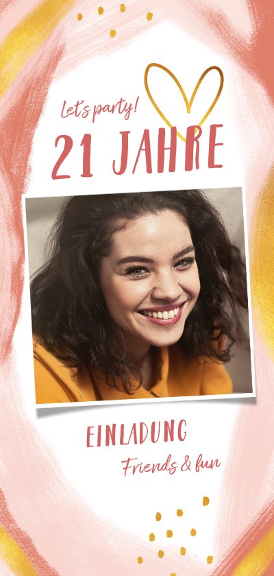 Einladungskarte 21. Geburtstag stilvoll mit Kaartje2go