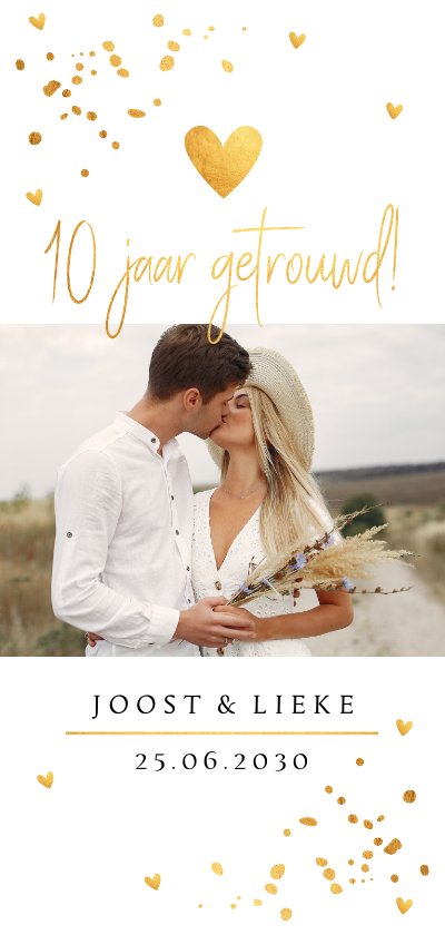 Jubileumkaart 10 Jaar Foto Goudlook Confetti | Kaartje2go