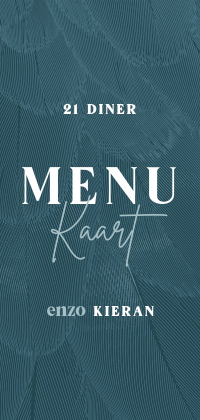 Menukaart 21 Diner Met Veren Stijlvol Kaartje2go