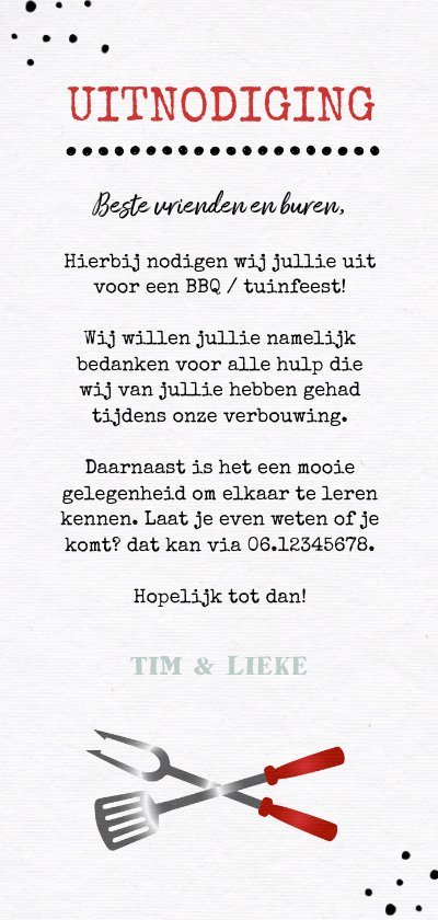 Uitnodiging bbq barbecue grill feestje | Kaartje2go
