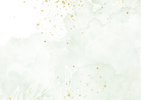 Communie bedankkaart lief groene waterverf met blaadjes Achterkant