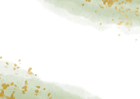 Communiekaart jongen met waterverf en gouden spetters Achterkant