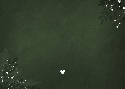 Donkergroene bedankkaart huwelijk met 3 foto's en goudfolie Achterkant