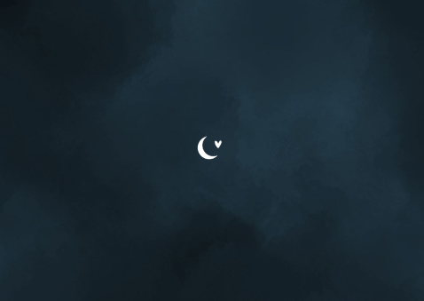 Geboortekaartje liggend donkerblauw wolk zilverfolie hart Achterkant