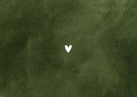 Geboortekaartje velvet groen natuurlijk hartje goud Achterkant