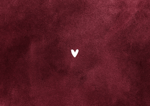 Geboortekaartje velvet robijn roze natuurlijk hartje goud Achterkant