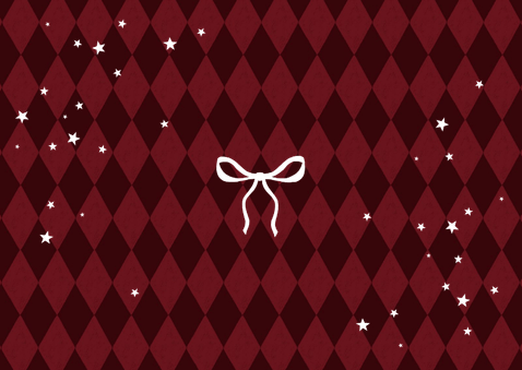 Kerstkaart strik hip roze rood goud sterretjes foto Achterkant
