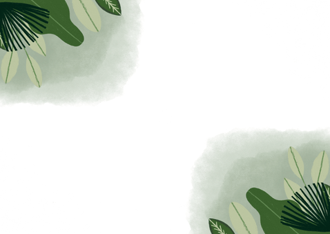 Lentefeest uitnodiging met planten waterverf en goud spetter Achterkant