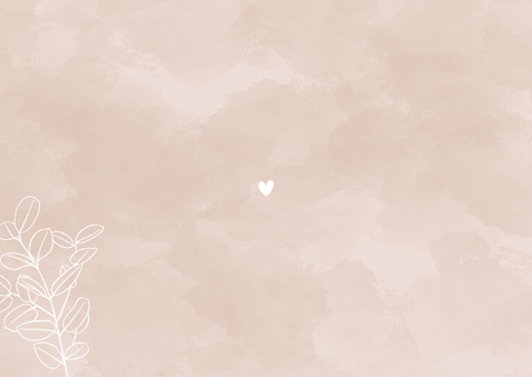 Lief geboortekaartje met foto eucalyptus waterverf en hartje Achterkant