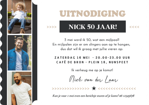Party ticket uitnodiging kraftlook in echte ticket vorm Achterkant