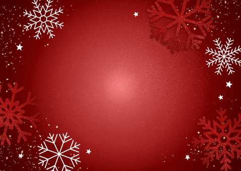 Rode kerstkaart sneeuwvlokken sterren Fijne Feestdagen Achterkant