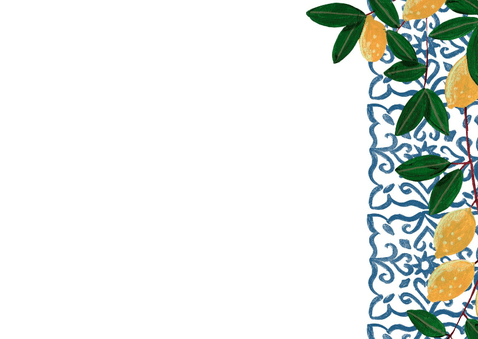 Save the Date zomer tegels en citroenen Achterkant