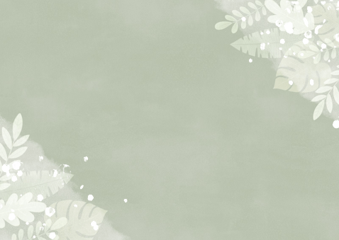Stijlvolle bedankkaart fotocollage waterverf junglebladeren Achterkant
