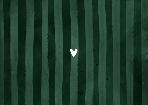 Stoer stijlvol geboortekaartje groen streepjes goud Achterkant