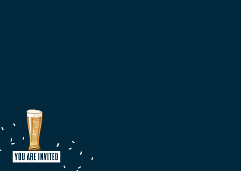 Uitnodiging ticket 65 jaar man bier slingers goud foto Achterkant