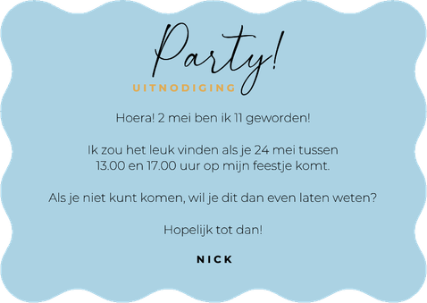 Uitnodiging verjaardagsfeestje jongen fotokaart ballon wave Achterkant