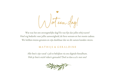 Wave vorm kaart bedankt eucalyptus spetters hartjes goud Achterkant