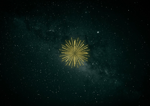 Zakelijke kerstkaart 2027 vuurwerk lichtpuntjes goud Achterkant