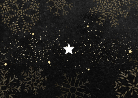 Zakelijke kerstkaart gouden sneeuwvlokken Merry Christmas Achterkant