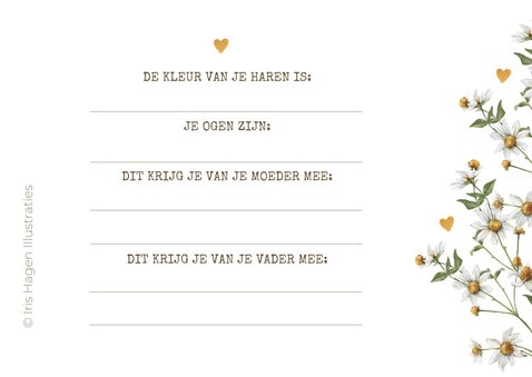 Babyshower invulkaartje met lief beertje tussen de bloemen 2