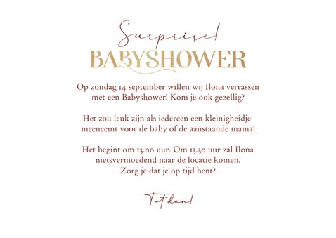 Babyshower uitnodiging waterverf roze confetti goud 3