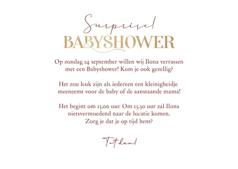 Babyshower uitnodiging waterverf roze confetti goud 3