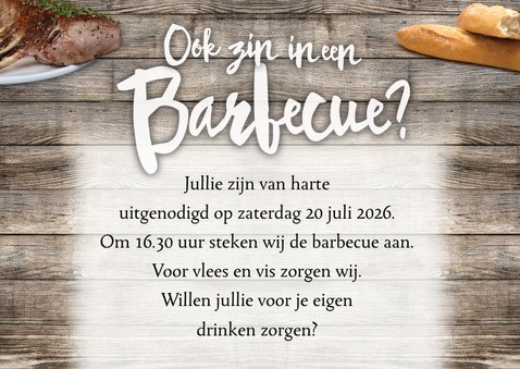 Barbecue uitnodiging met wijn en bier 2