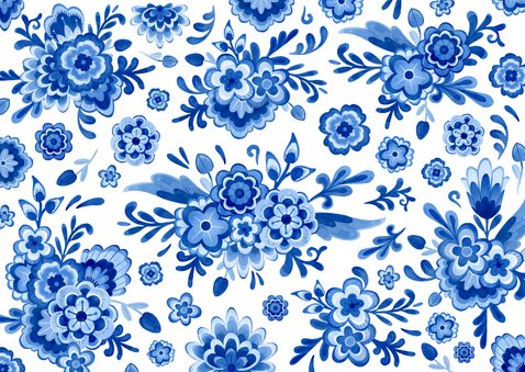 Bedankkaart Delfts blauw bloemen stijlvol romantisch trouwen 2