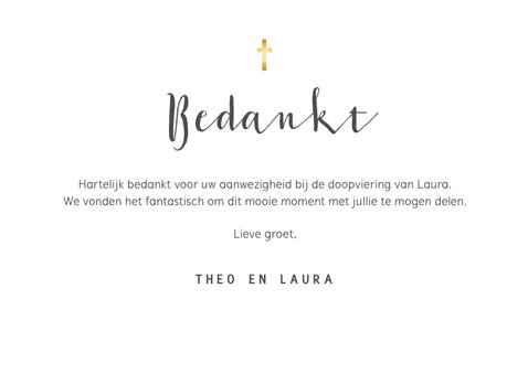 Bedankkaart doopviering met bloemenkrans 3