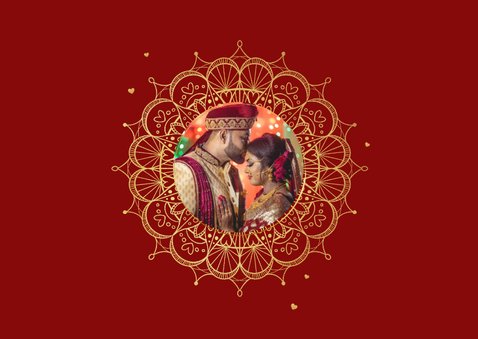 Bedankkaart Hindoestaans romantisch rood hartjes mandala 2