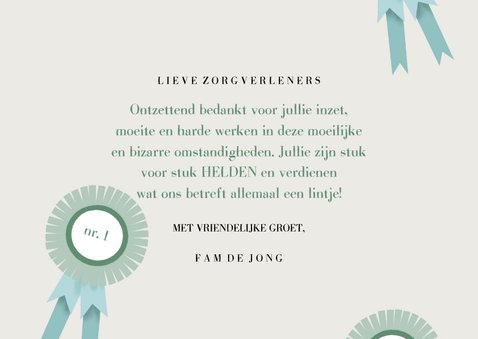 Bedankkaart hulpverleners met lintje en foto 3