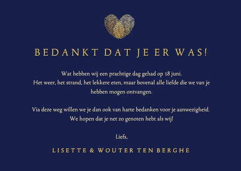 Bedankkaart huwelijk met vingerafdrukken - two became one 3