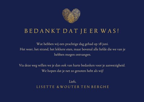 Bedankkaart huwelijk met vingerafdrukken - two became one 3