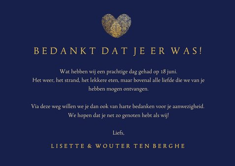 Bedankkaart huwelijk met vingerafdrukken - two became one 3