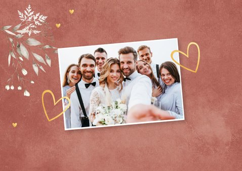 Bedankkaart huwelijk terracotta floral 2