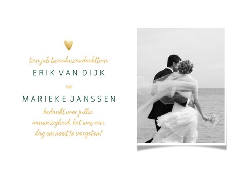 Bedankkaart 'Love and thanks' met goudlook en waterverf 3