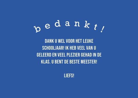Bedankkaart meester smileys blauw 3