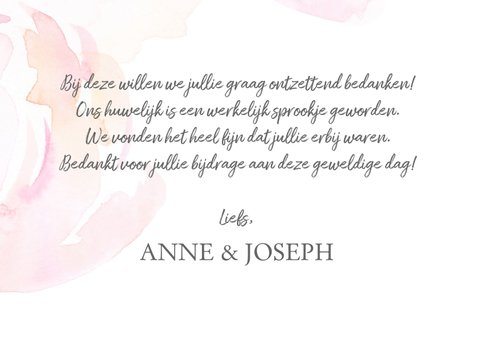 Bedankkaart pastel rozen met foto 3