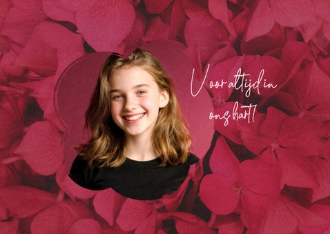 Bedankkaart rouw kind tiener hortensia bloemen bedankt 2