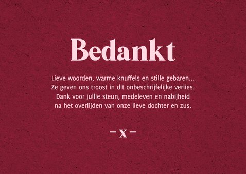 Bedankkaart rouw kind tiener hortensia bloemen bedankt 3