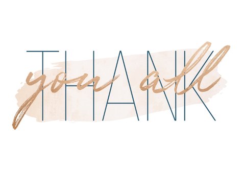 Bedankkaart 'Thank you all' met goudlook en waterverf 2