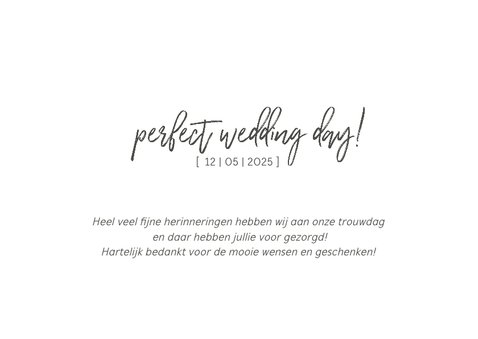 Bedankkaart trouwen chique met foto's 3