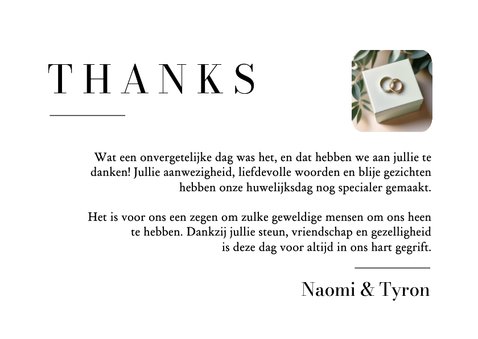 Bedankkaart trouwen thanks eucalyptus klassiek stijlvol 3