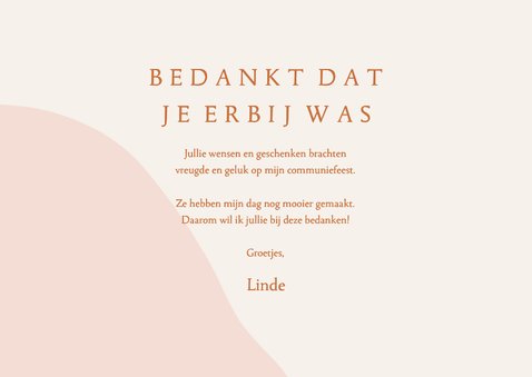 Bedankkaartje communie abstracte vormen bogen en sterretjes 3