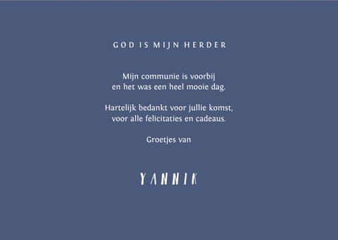 Bedankkaartje communie kruis foto verfspetters 3