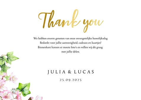 Bedankt trouwen bloesem klimop 3