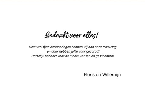 Bedanktkaart huwelijk drie foto's chique 3