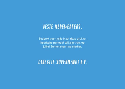 Bedanktkaart medewerkers hashtag toppers 3