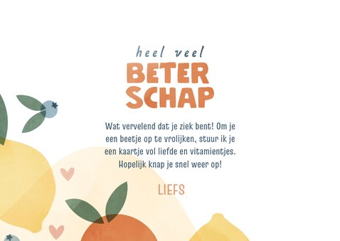 Beterschapskaart CliniClowns met fruit en hartjes 3